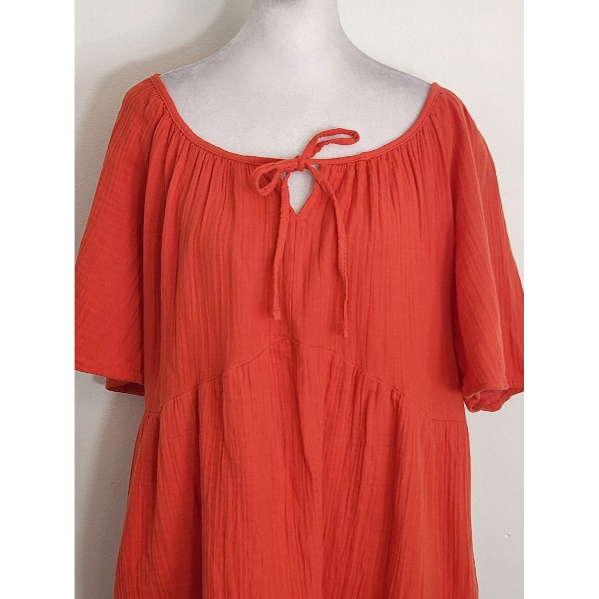 Old Navy Orange Cotton Gauze Relaxed Mini Dress with Pockets