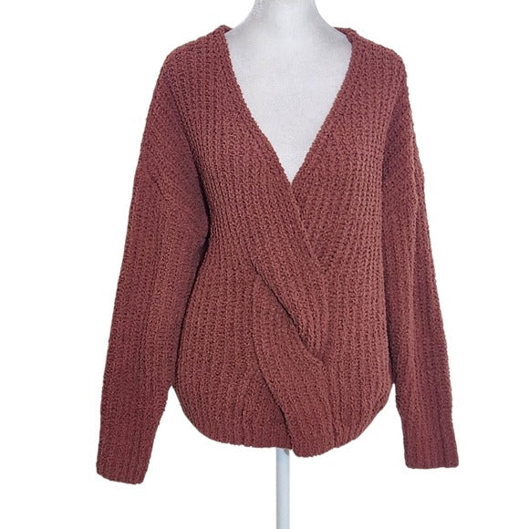 Daytrip Dusty Rose Knit Sweater with Twist Detail Size Medium Pink Sweater