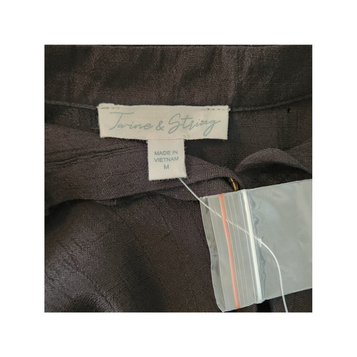 Twine and String Black Textured Sheer Button Up Blouse NWOT Size Medium