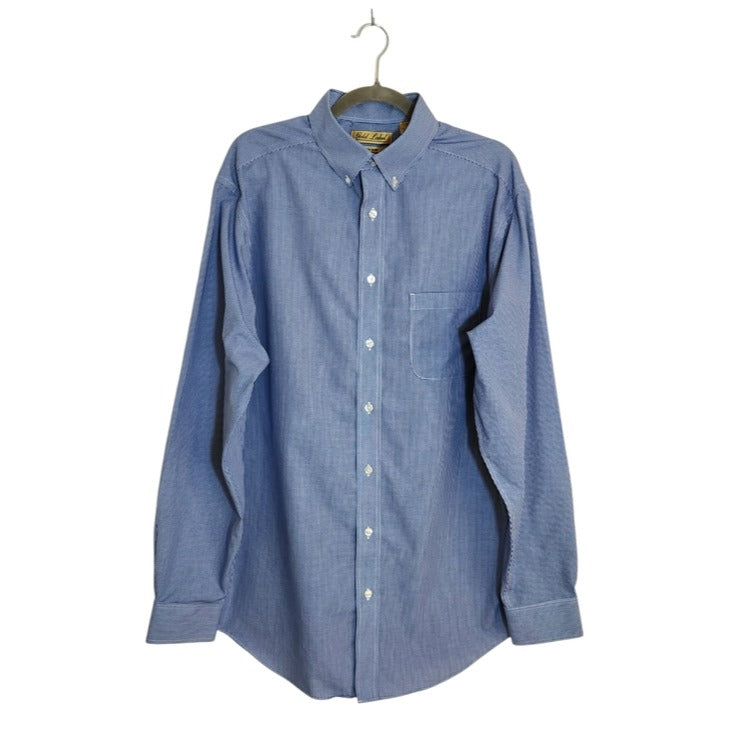 Roundtree & Yorke Gold Label Navy Gingham Check Buttondown Shirt Size LT
