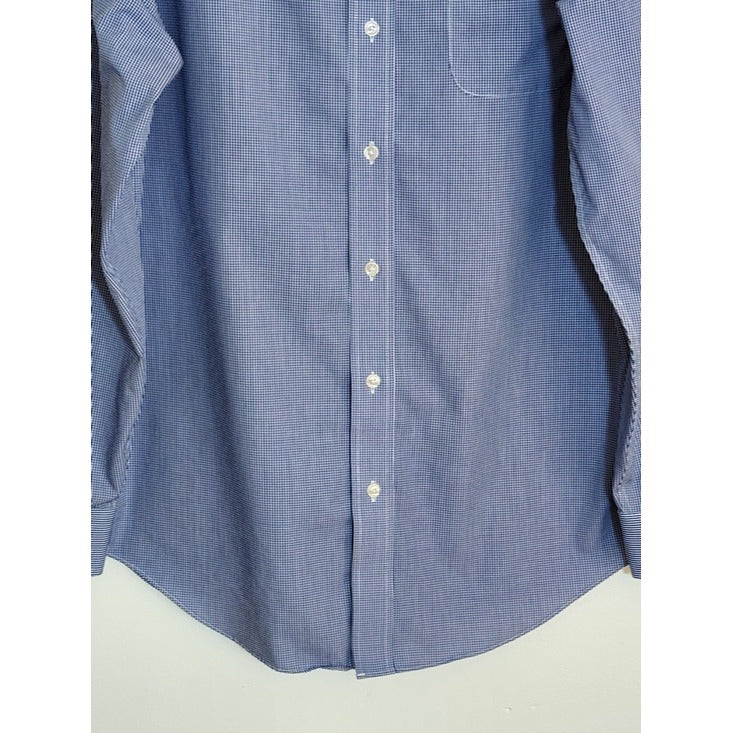 Roundtree & Yorke Gold Label Navy Gingham Check Buttondown Shirt Size LT