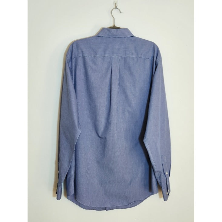 Roundtree & Yorke Gold Label Navy Gingham Check Buttondown Shirt Size LT