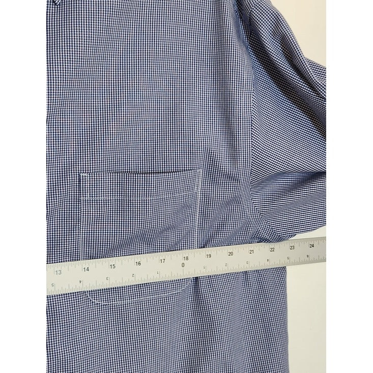 Roundtree & Yorke Gold Label Navy Gingham Check Buttondown Shirt Size LT
