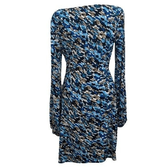 Laundry By Shelli Segal Tan and Blue Sheath Dress Size 2 Wedding Guest Dress