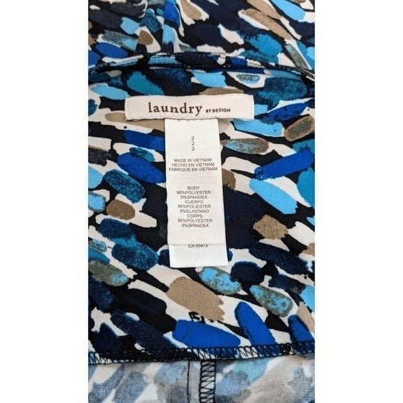 Laundry By Shelli Segal Tan and Blue Sheath Dress Size 2 Wedding Guest Dress