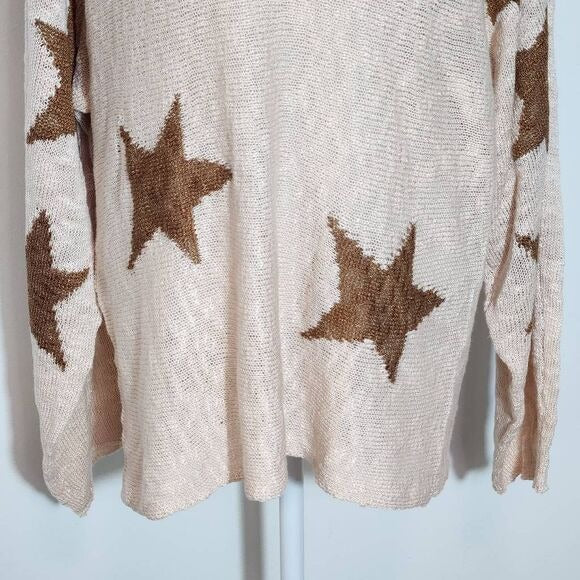 Kori Brown Star Sweater Size Large Oversized Blush and Brown Sweater New