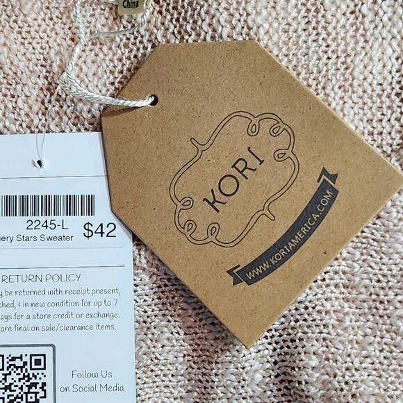 Kori Brown Star Sweater Size Large Oversized Blush and Brown Sweater New