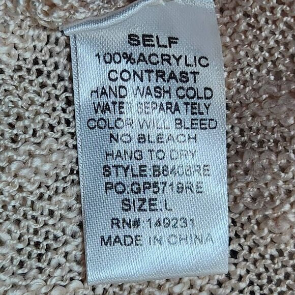 Kori Brown Star Sweater Size Large Oversized Blush and Brown Sweater New