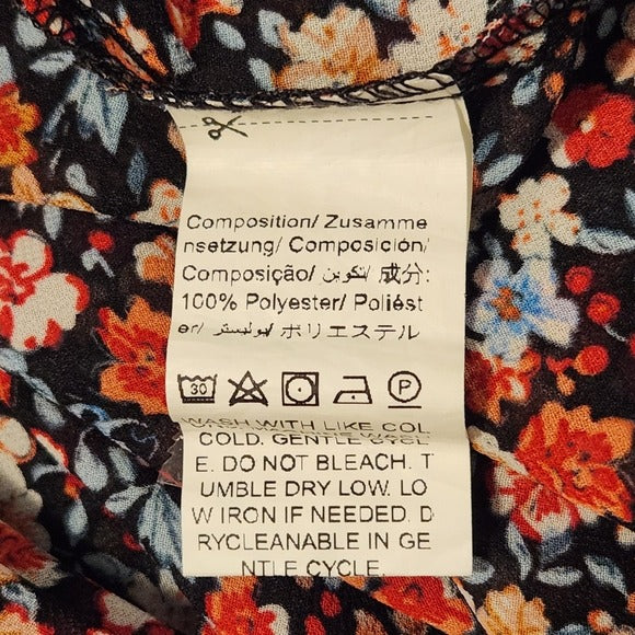 SHEIN Black Floral Button Down Blouse Size Medium