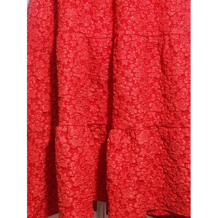 Southern Grace Red Textured Puffy Sleeve Mini Dress Size Medium