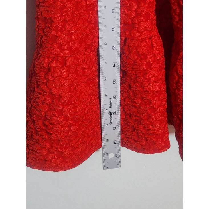 Southern Grace Red Textured Puffy Sleeve Mini Dress Size Medium