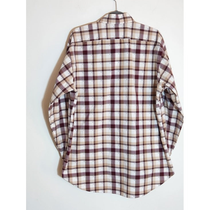 Thomas Dean Burgundy Plaid Button Up Shirt Size XL