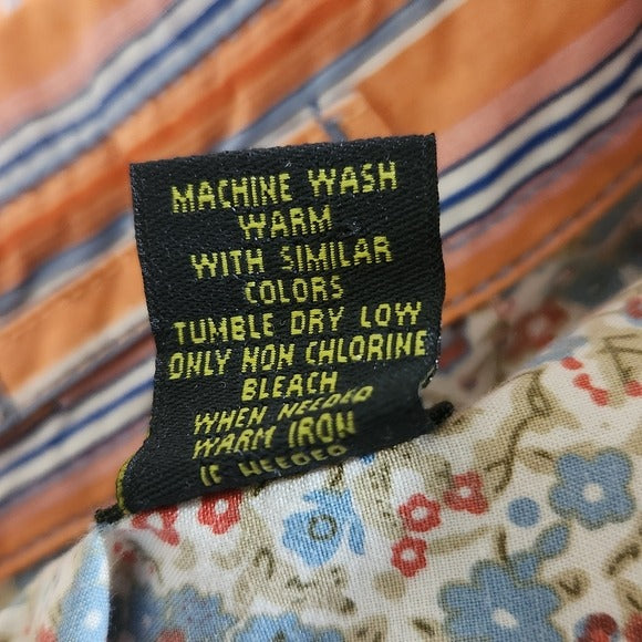 Aigle Orange and Blue Striped Button Down Shirt Size XXL Orange Stripe Shirt