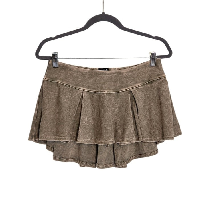 EDGEbyKS Brown Mineral Wash Pleated Mini Skort Y2K Size Medium