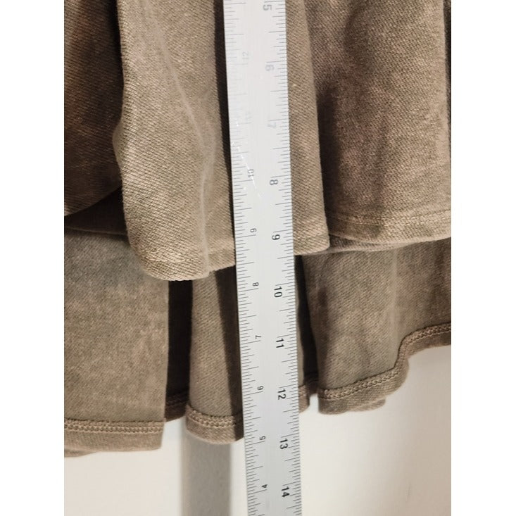 EDGEbyKS Brown Mineral Wash Pleated Mini Skort Y2K Size Medium