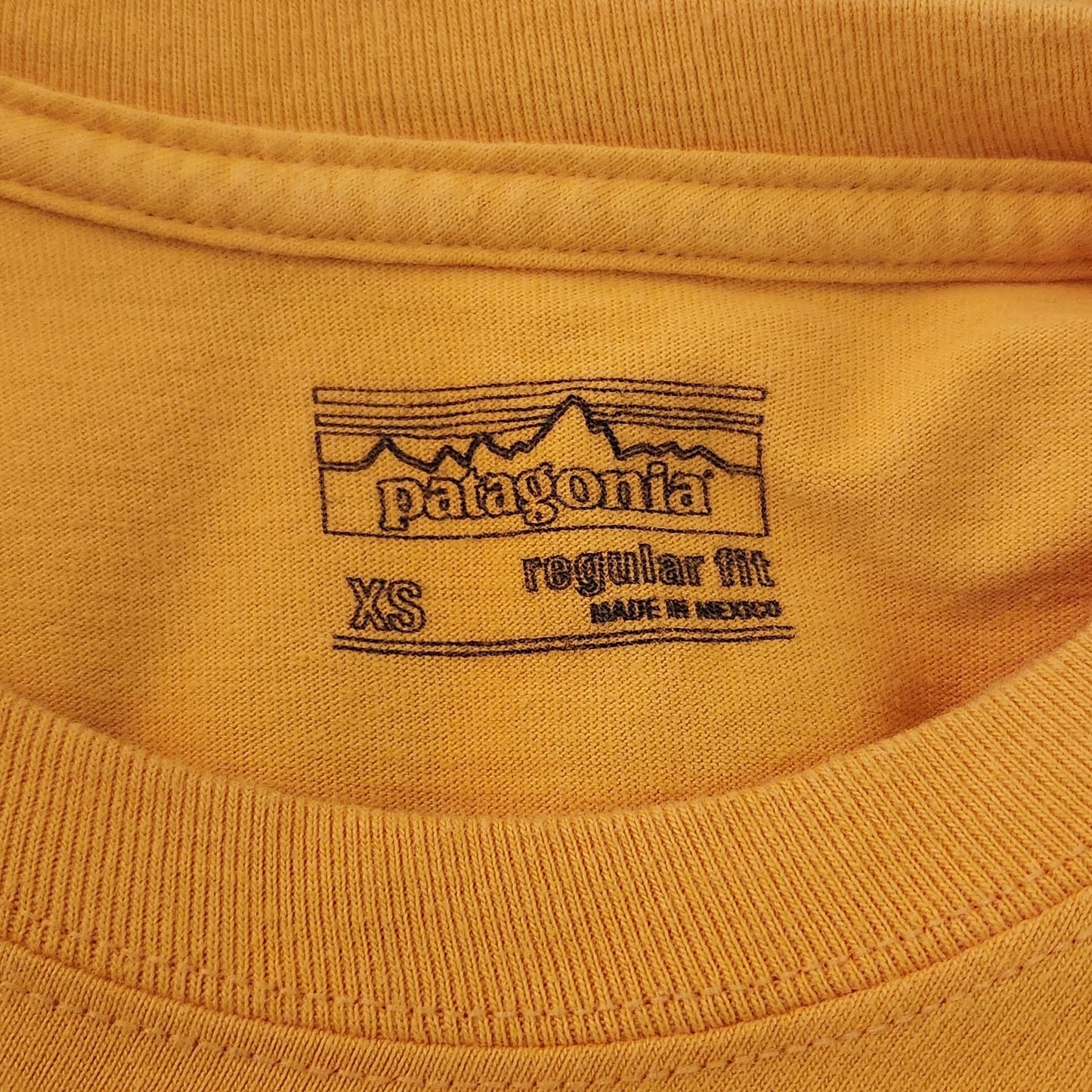 Patagonia Mens Yellow Pocket Tee Size XS Flaw