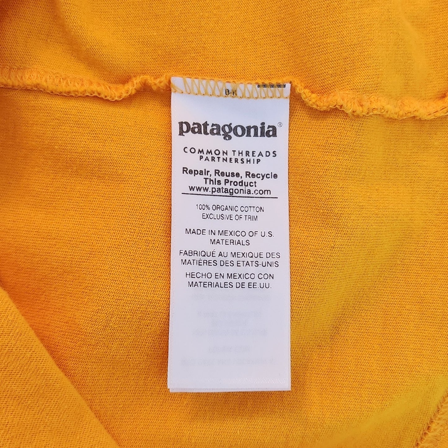 Patagonia Mens Yellow Pocket Tee Size XS Flaw