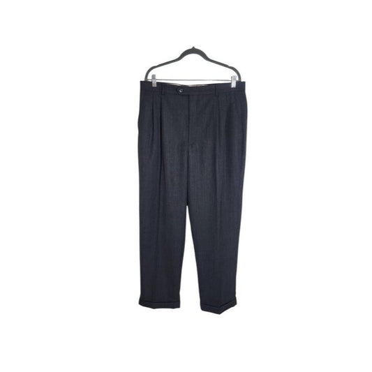 Joseph & Feiss Gray Pleated Wool Blend Cuffed Dress Pants Size 36 x 30