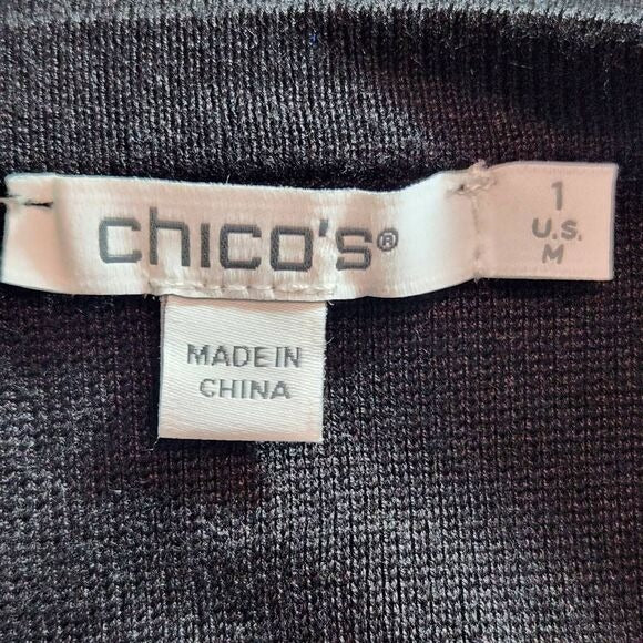 Chico's Black Drop Rhinestone Pullover Sweater Size Medium Rhinestone Top New