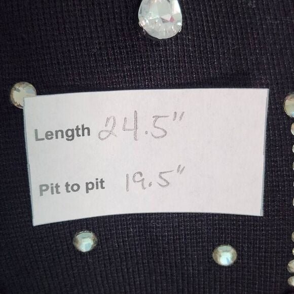 Chico's Black Drop Rhinestone Pullover Sweater Size Medium Rhinestone Top New