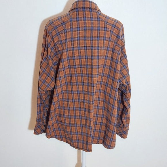 Peach Love Womens Brown Plaid Flannel Button-Up Size Medium