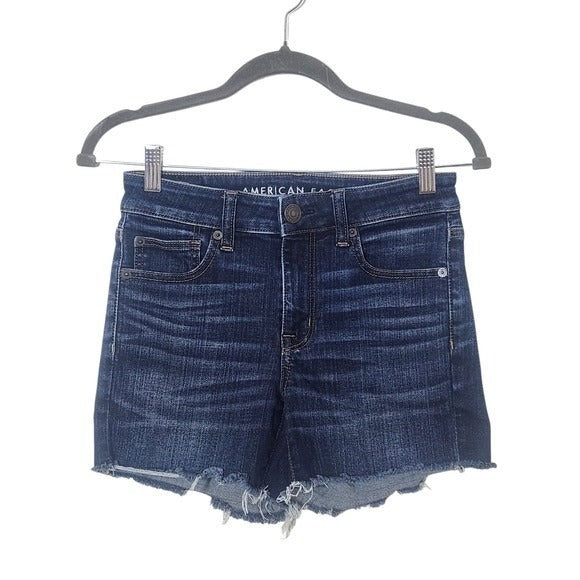 American Eagle Outfitters Women's Dark Wash Denim Shorts Size 2 Cut-off Shorts