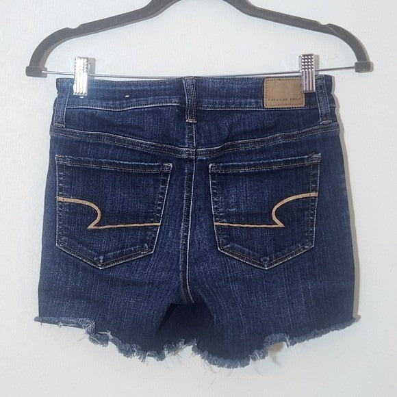 American Eagle Outfitters Women's Dark Wash Denim Shorts Size 2 Cut-off Shorts