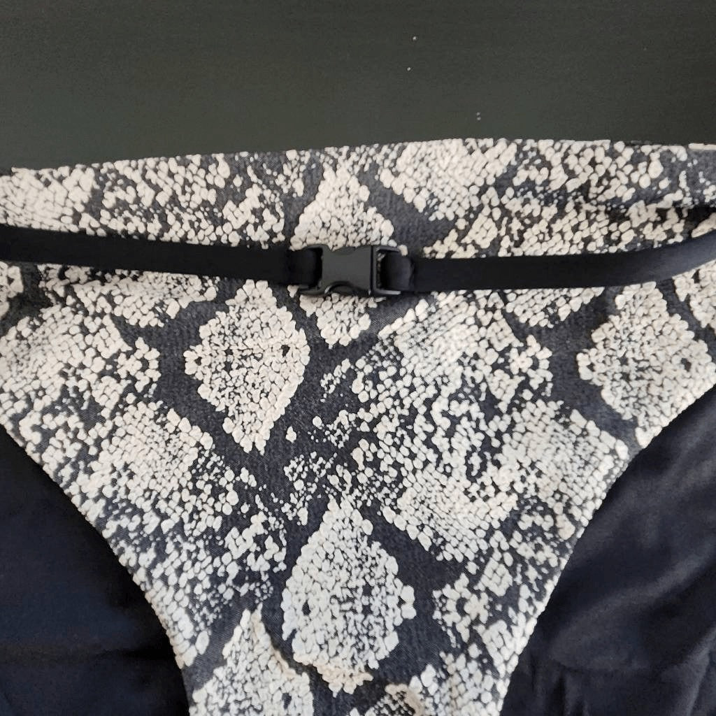Andie Snakeskin Print Swim Bottom NWT Medium Cream and Black Bikini Bottom