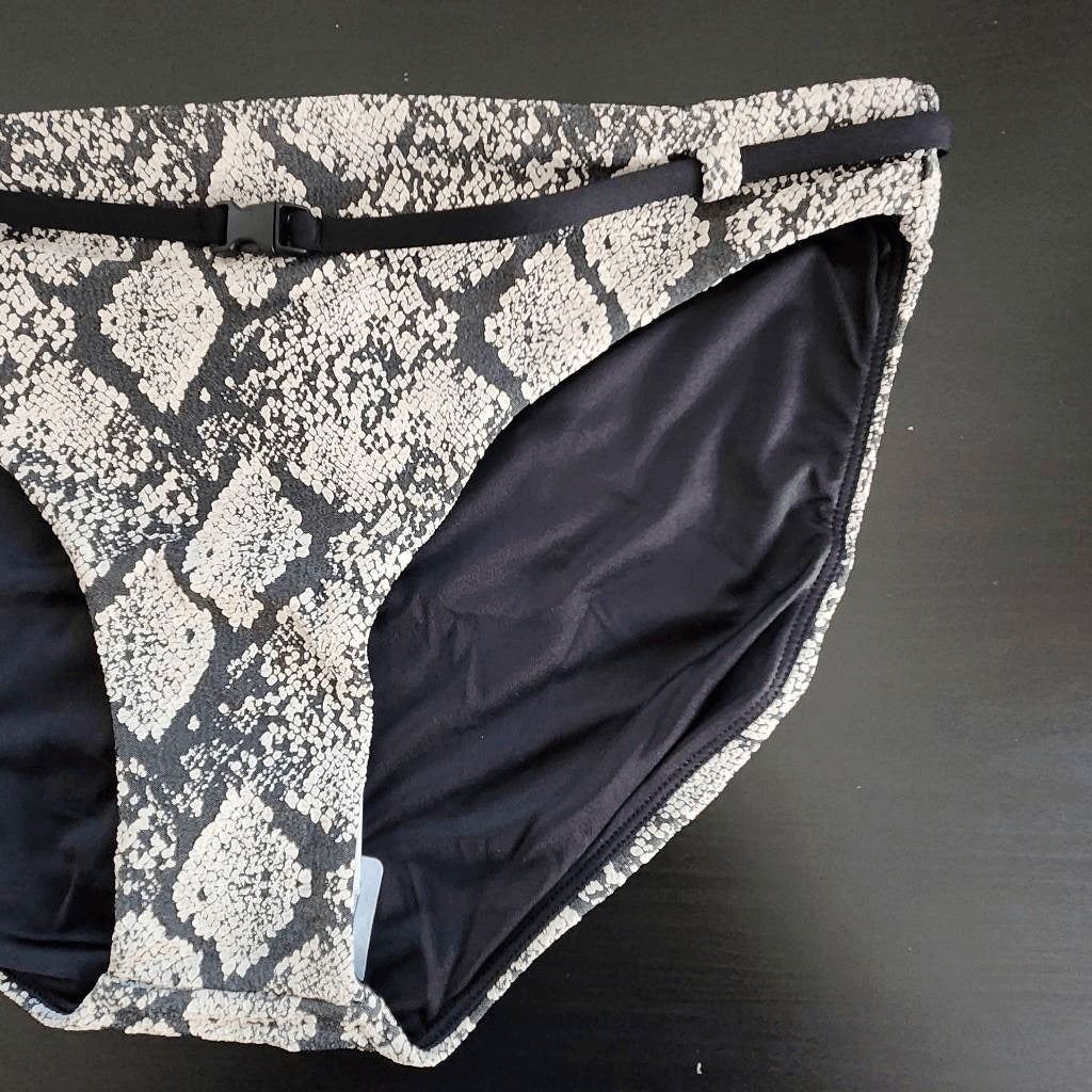 Andie Snakeskin Print Swim Bottom NWT Medium Cream and Black Bikini Bottom