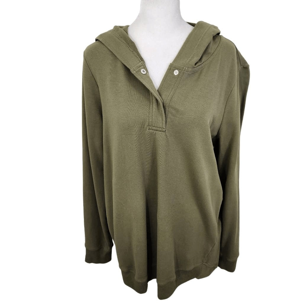 D&Co. Olive Green Hoodie Size Small Green Hoodie Pullover with Snaps