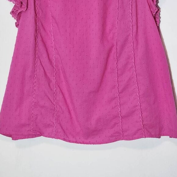 Lane Bryant Hot Pink Swiss Dot Cotton Blouse Size 20