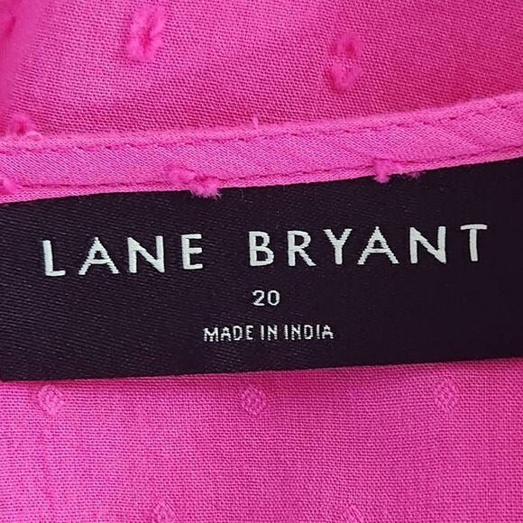 Lane Bryant Hot Pink Swiss Dot Cotton Blouse Size 20