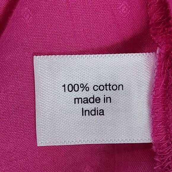 Lane Bryant Hot Pink Swiss Dot Cotton Blouse Size 20