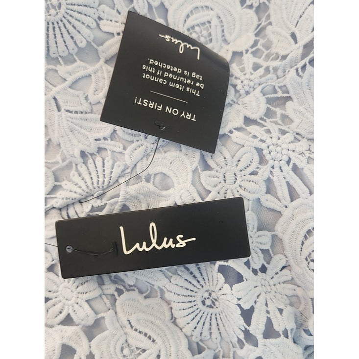 Lulus Light Blue Lace Mini Cocktail Dress Size Medium NWT Wedding Guest Dress