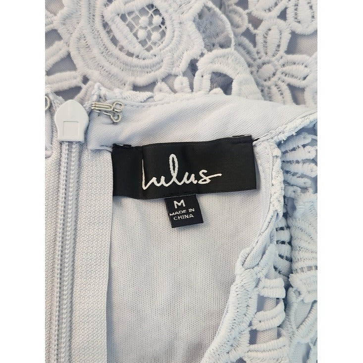 Lulus Light Blue Lace Mini Cocktail Dress Size Medium NWT Wedding Guest Dress