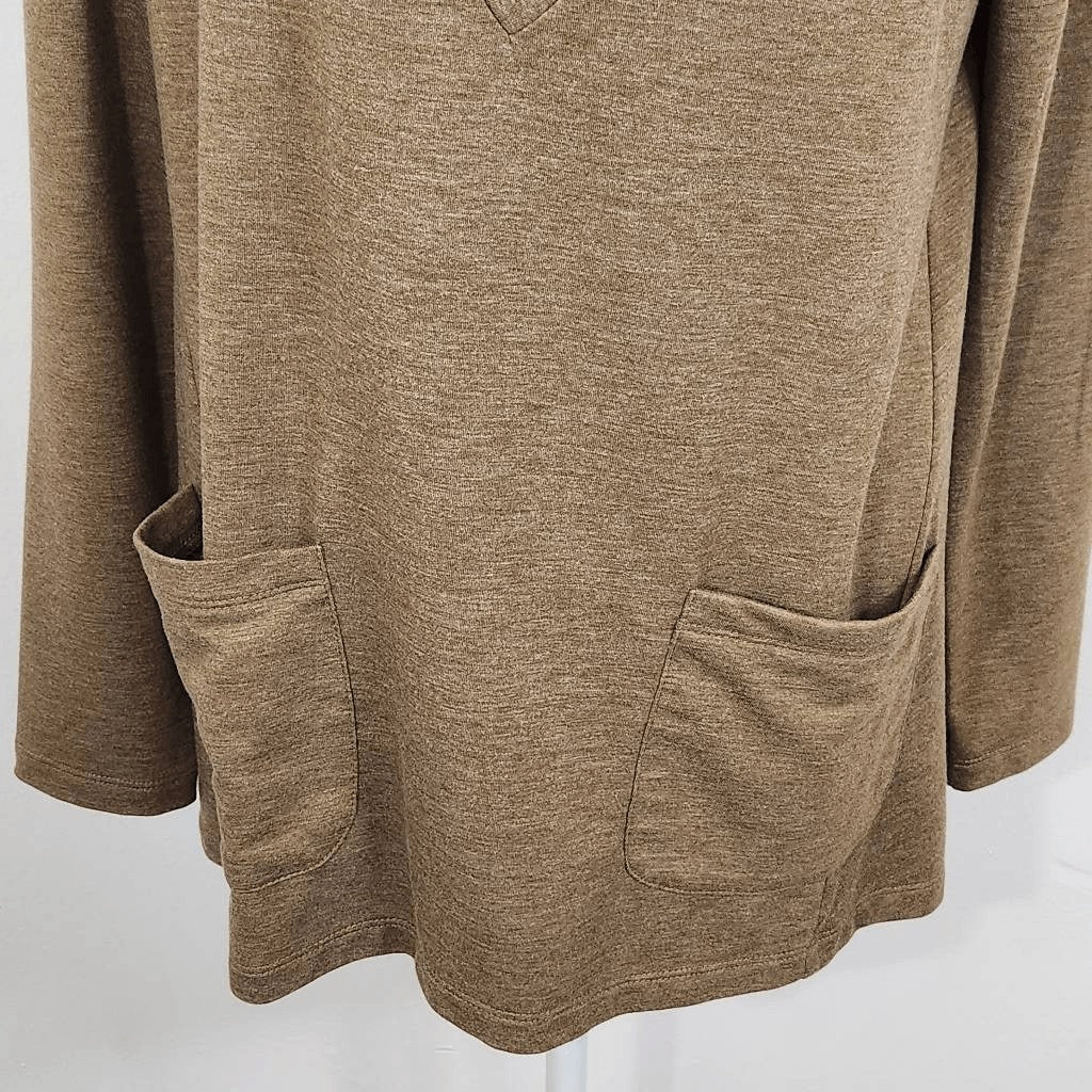 LOGO by Lori Goldstein Brown French Terry Cowl Neck Top Size XS