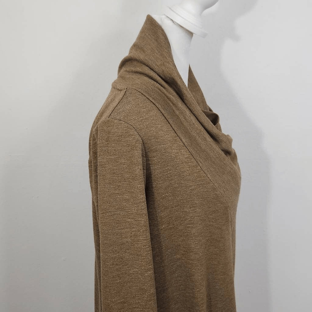 LOGO by Lori Goldstein Brown French Terry Cowl Neck Top Size XS