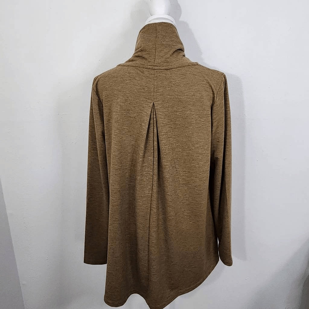 LOGO by Lori Goldstein Brown French Terry Cowl Neck Top Size XS