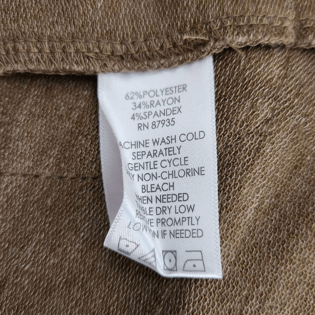 LOGO by Lori Goldstein Brown French Terry Cowl Neck Top Size XS