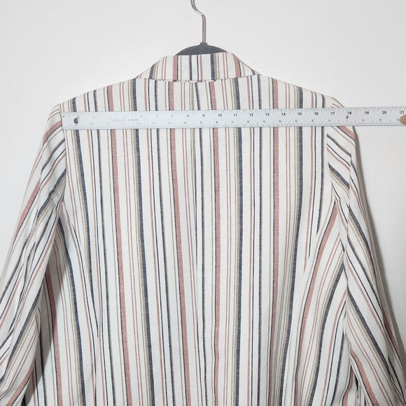 Bar III Open Front Striped Linen Blend Blazer Size 1X