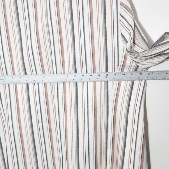 Bar III Open Front Striped Linen Blend Blazer Size 1X