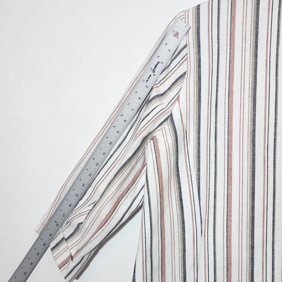 Bar III Open Front Striped Linen Blend Blazer Size 1X