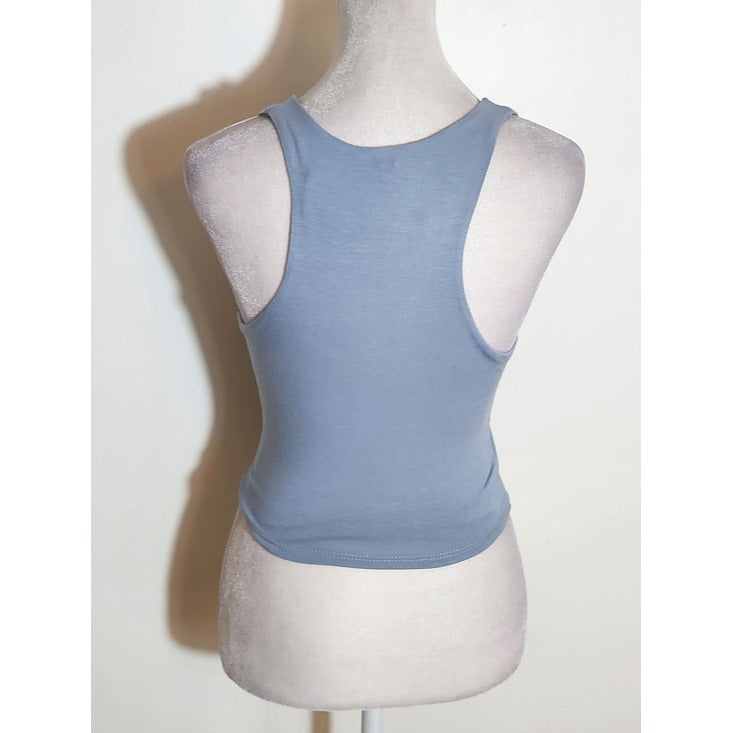 Lulus Blue Sleeveless V-Neck Cropped Tank Top Size Medium NWT