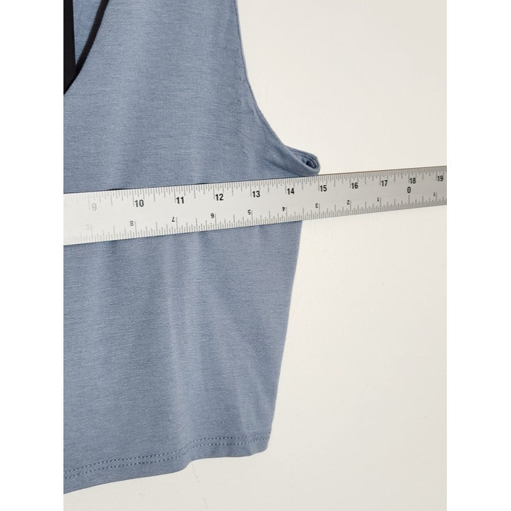 Lulus Blue Sleeveless V-Neck Cropped Tank Top Size Medium NWT