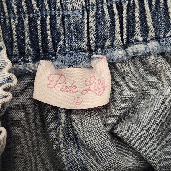 Pink Lily High-Rise Denim Shorts Size Large