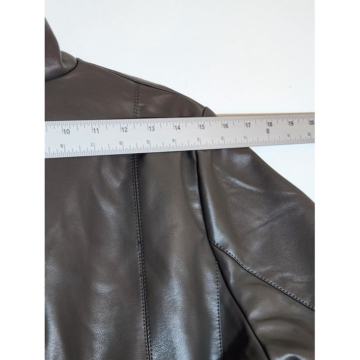 Kenneth Cole Womens Brown Faux Leather Jacket Size Medium