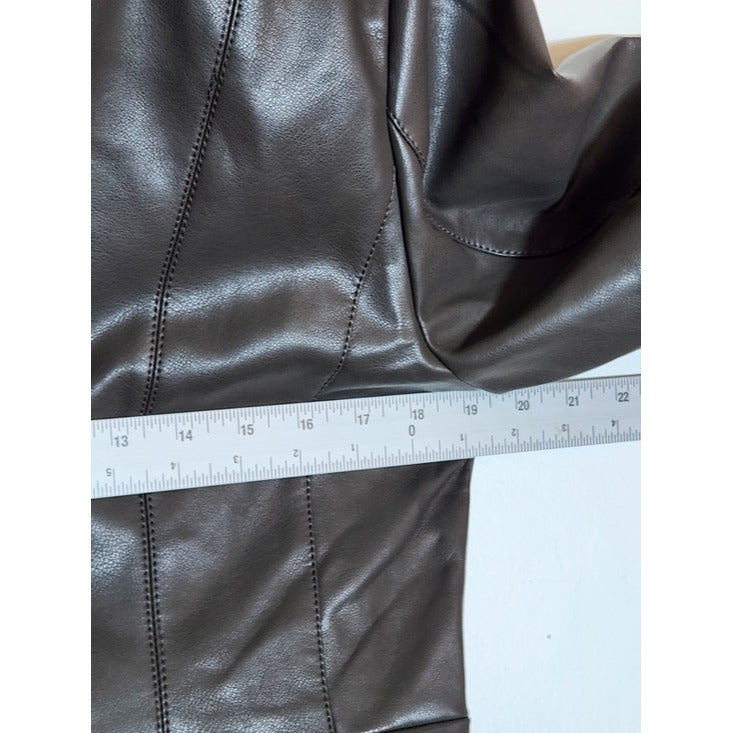 Kenneth Cole Womens Brown Faux Leather Jacket Size Medium