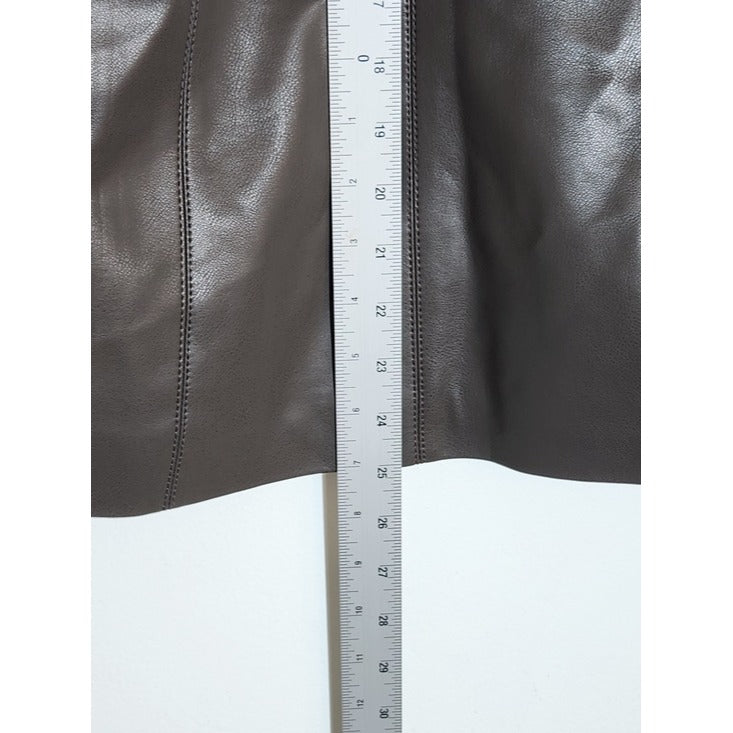 Kenneth Cole Womens Brown Faux Leather Jacket Size Medium