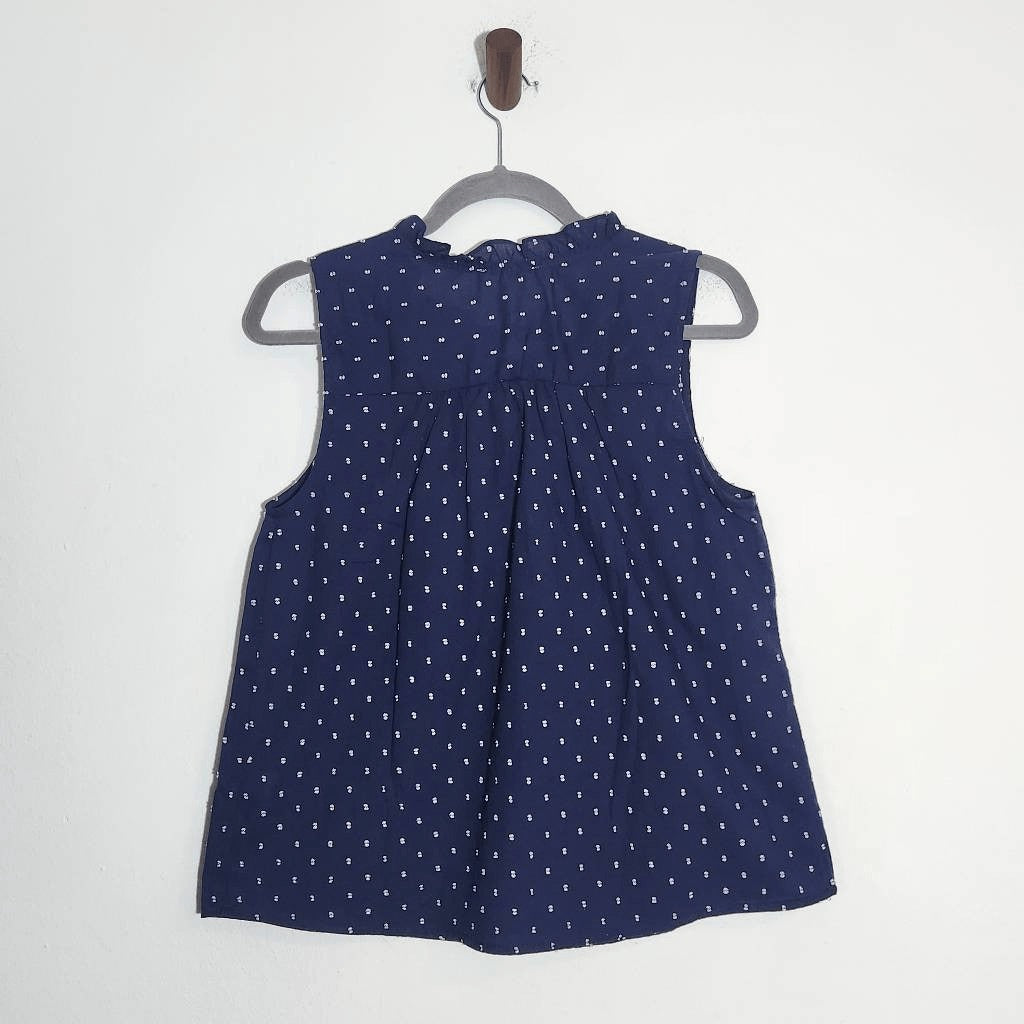 Mine Navy Sleeveless Blouse with Embroidered Details NWOT Size Small