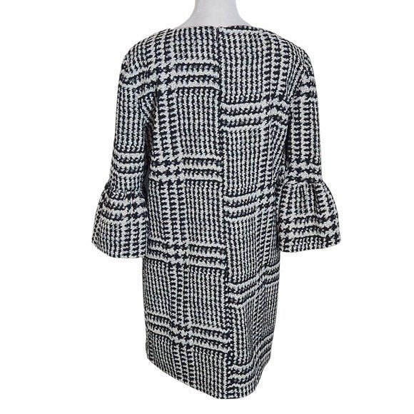 Zara Black and White Plaid Houndstooth Shift Dress Size Medium Mini Plaid Dress